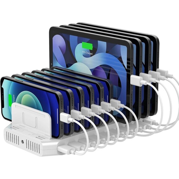 Unitek Multi Charging Station, 10-Port USB Charger for Pack of 1, 60W,White - Picture 1 of 8